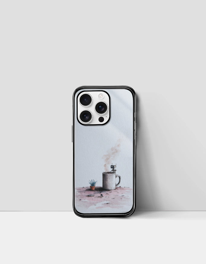 Sandy Oasis Brew | Premium Glossy Protective iPhone Glass Case