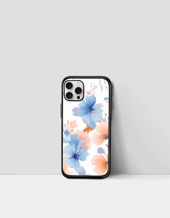 Blue Blossom | Premium Glossy Protective iPhone Glass Case