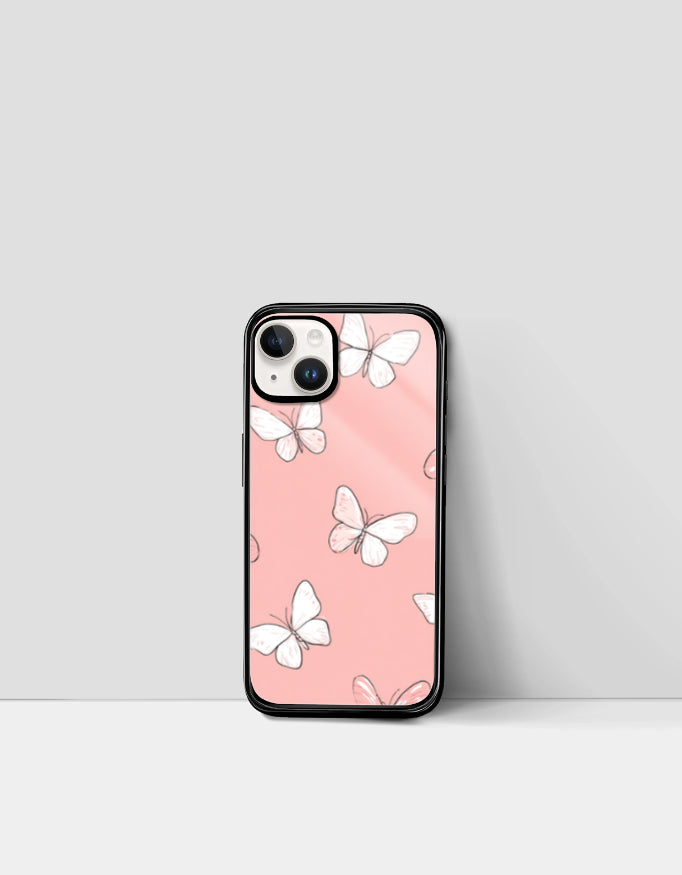 Butterfly Blush | Premium Glossy Protective iPhone Glass Case