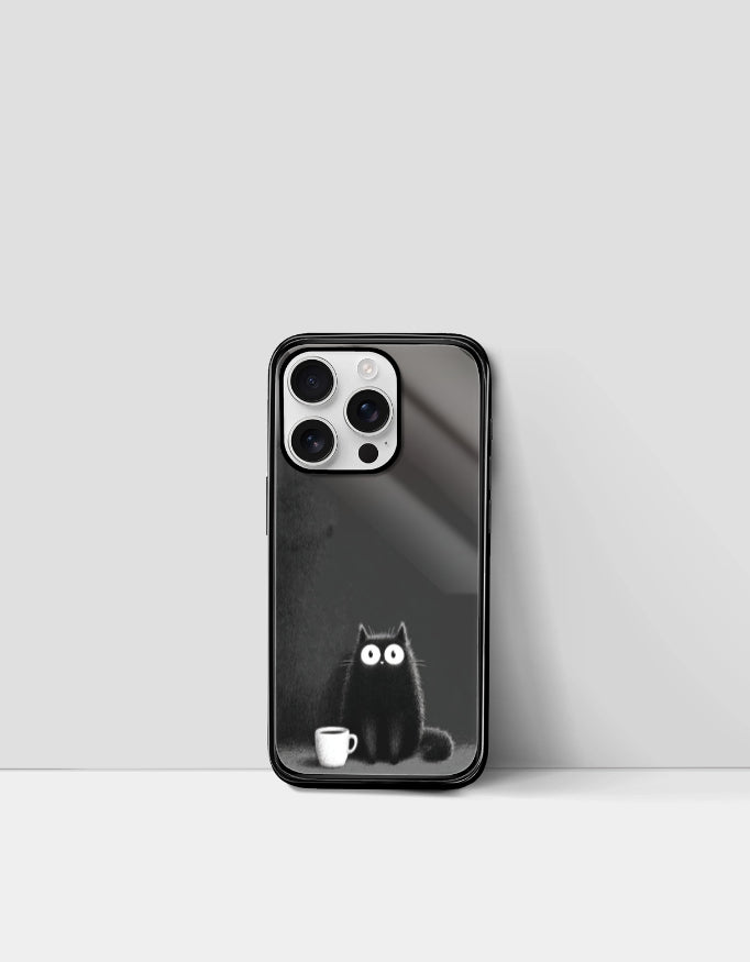 Gaze Brew Cat | Premium Glossy Protective iPhone Glass Case