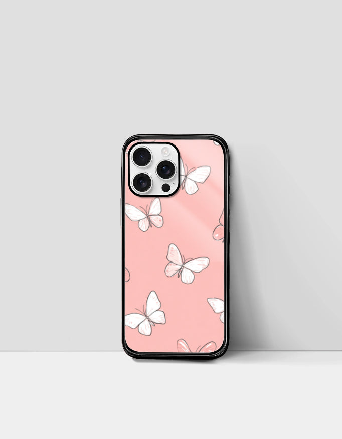 Butterfly Blush | Premium Glossy Protective iPhone Glass Case