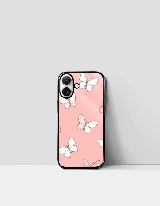 Butterfly Blush | Premium Glossy Protective iPhone Glass Case