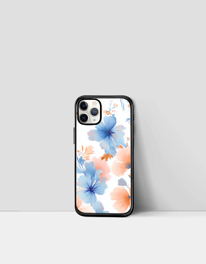 Blue Blossom | Premium Glossy Protective iPhone Glass Case