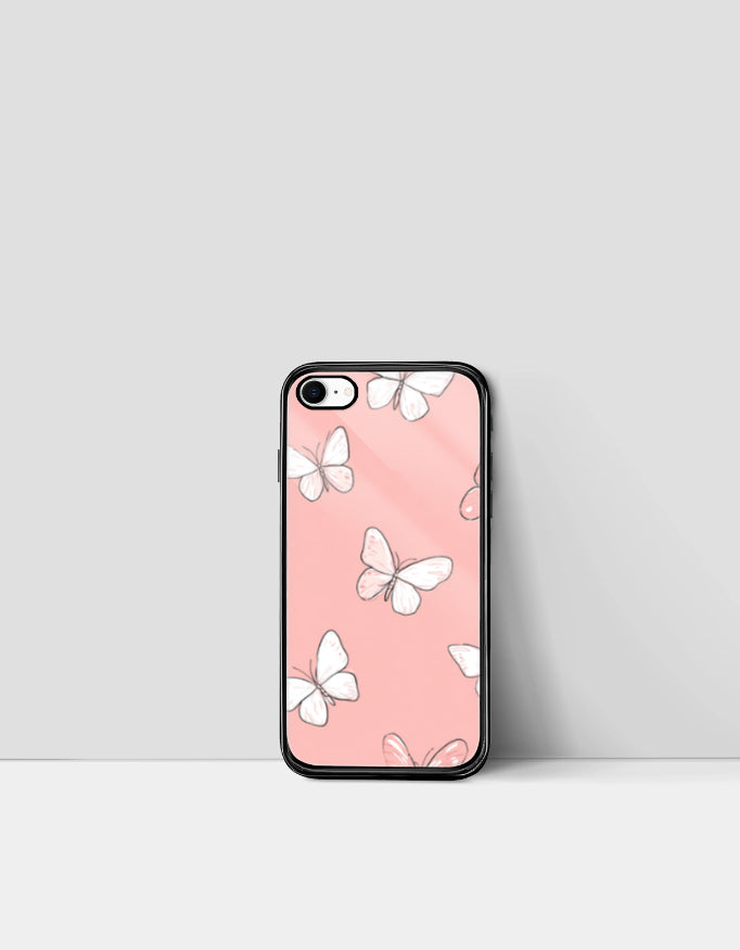 Butterfly Blush | Premium Glossy Protective iPhone Glass Case