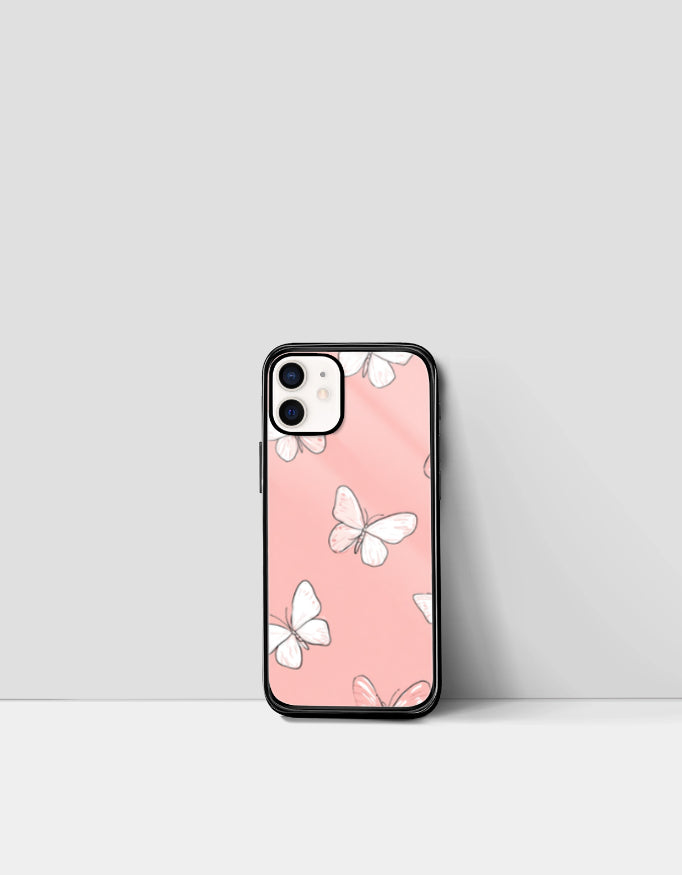 Butterfly Blush | Premium Glossy Protective iPhone Glass Case
